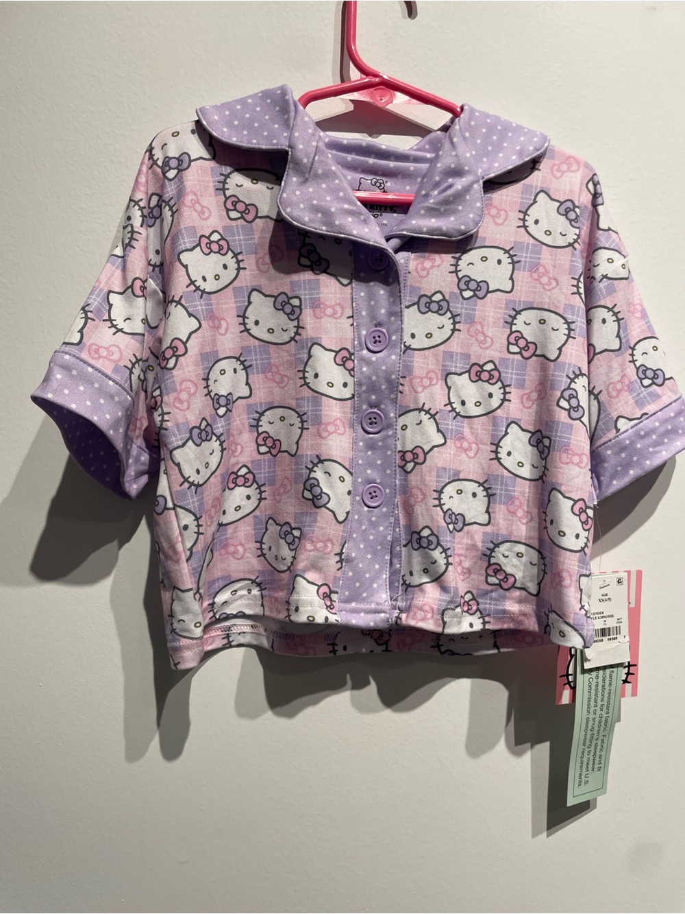 Hello Kitty Girls Pajama Top Purple Size XS(4-5) NWT NO BOTTOMS
